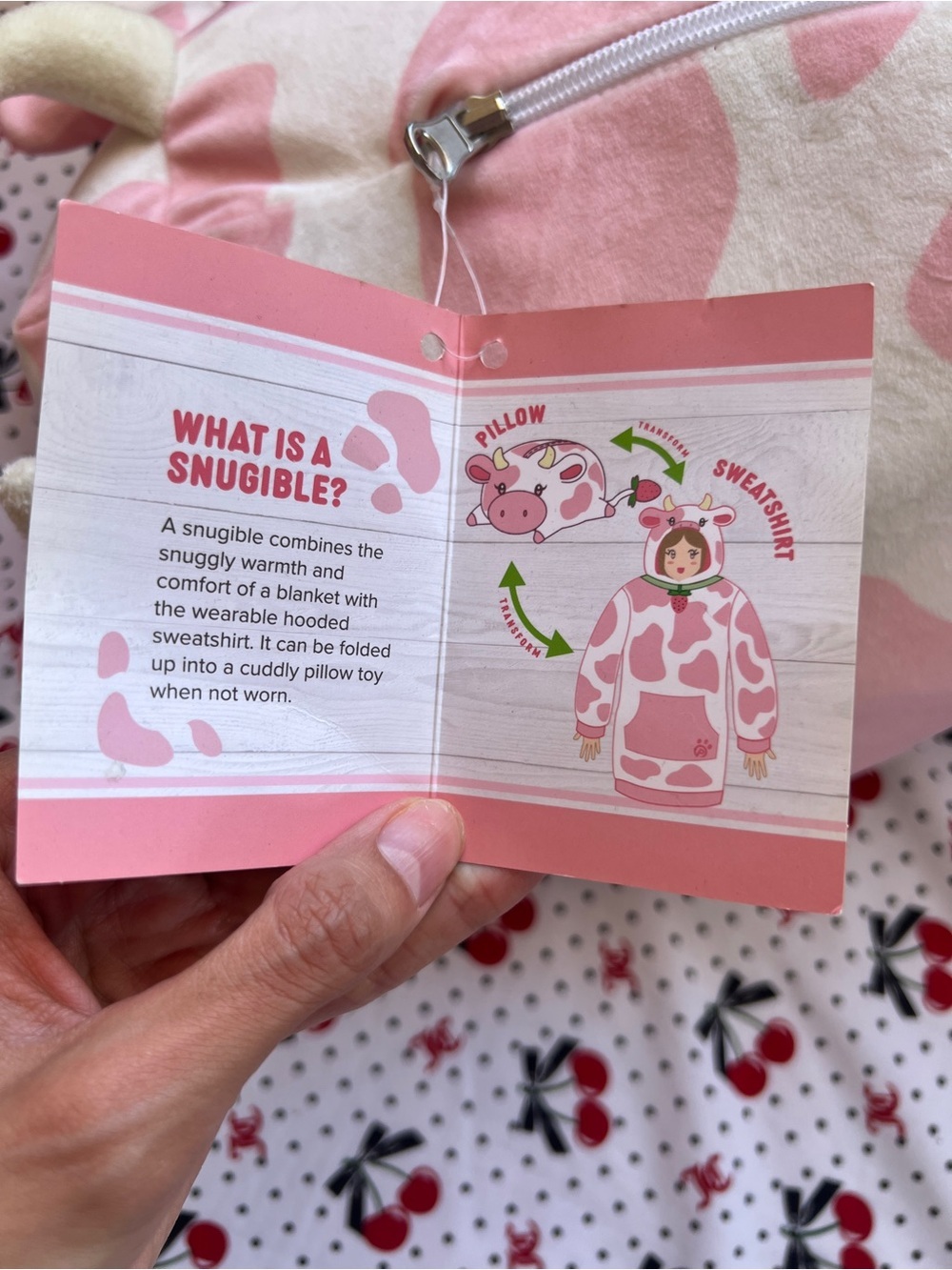 Plushible Rosie the Strawberry Cow Snugible - Picture 3 of 6